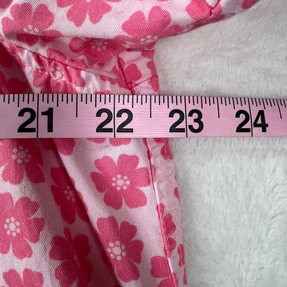 Vintage Mainstreet Blues Pink Floral Short Sleeve Button-Up Shirt 100% Cotton - Picture 5 of 6